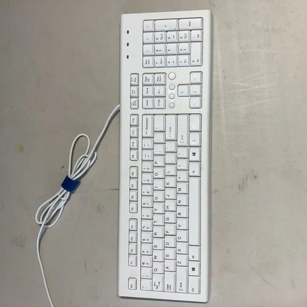 White Wired USB Keyboard with Numeric Keypad White wired keyboard is a full-size